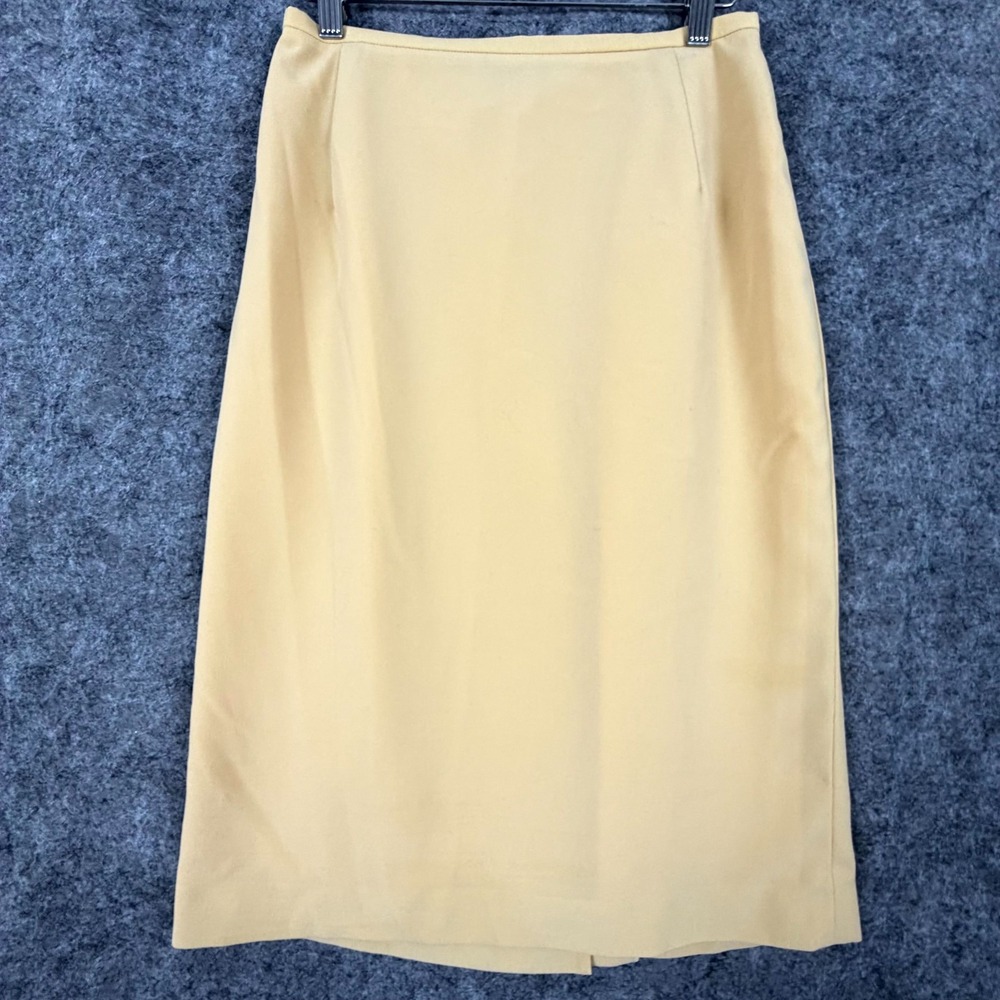 Vintage Jacques Vert Office Skirt Womens 8 Beige Back Slit Capsule Neutral Chic